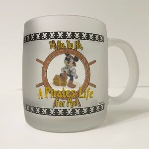 Disney Yo Ho Yo Ho A Pirates Life For Me Mickey Mouse Porthole Frosted Glass Mug